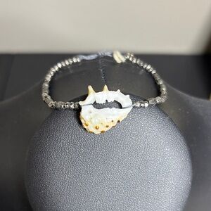 NWT CHAN LUU Sedona Shell Black Silver Beaded Bracelet
